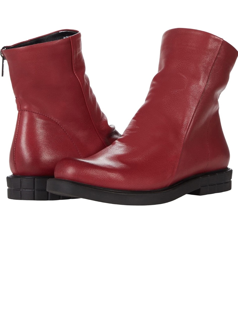 Like New: Bueno Olive Bootie Red Leather Boot Side Zip Size 36 US 6